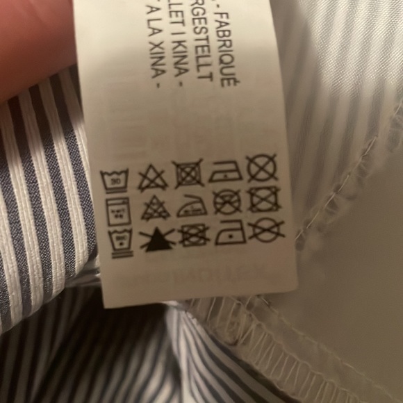 Zara blue white pinstripe cotton blend ankle pants size 10 - Picture 8 of 8